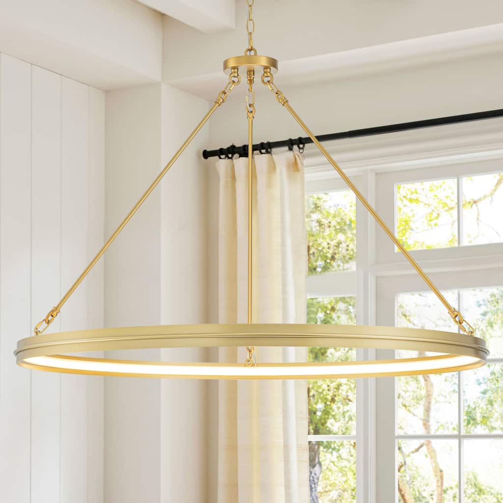 Ernest 1-Light Round Wagon Wheel LED Integrated chandelier - 38.19 in. W x 27.17 in. H x 38.19 in. D
