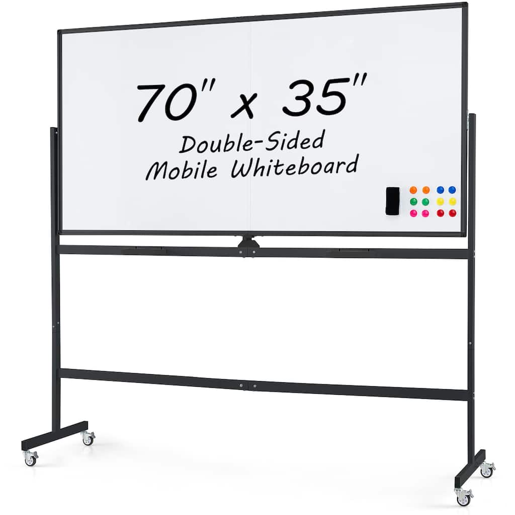 Gymax 72'' x 36'' Double-Sided Magnetic Whiteboard with Stand and
