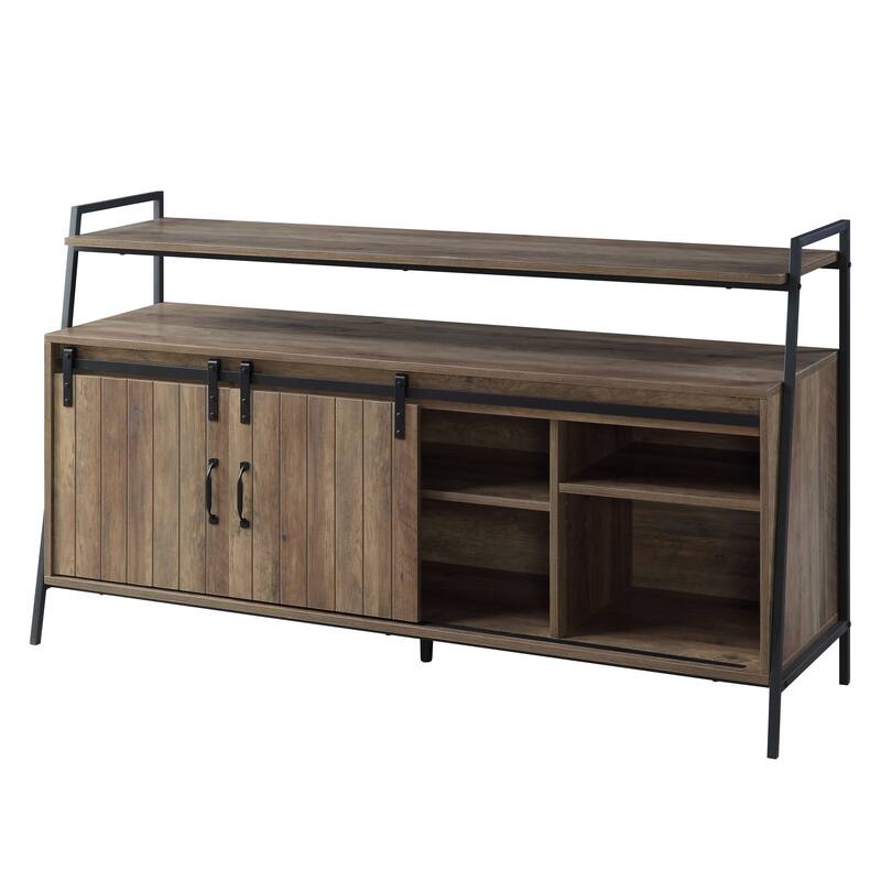 Industrial Style 60" TV Stand with Storage Shelf and Sliding Door for Living Room