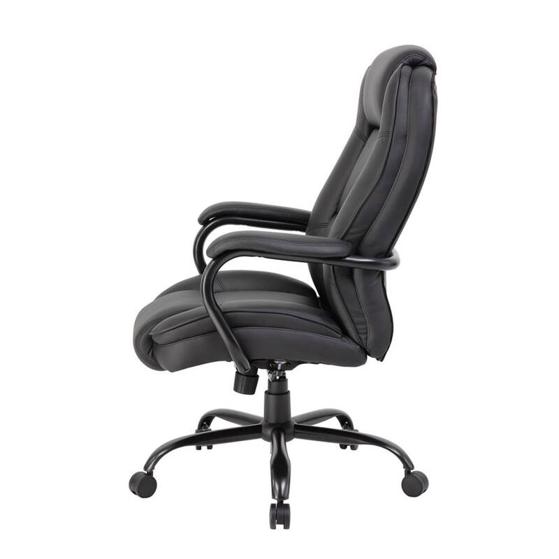 Liv Rolling Oversized Swivel Chair, Black Faux Leather, 400lbs