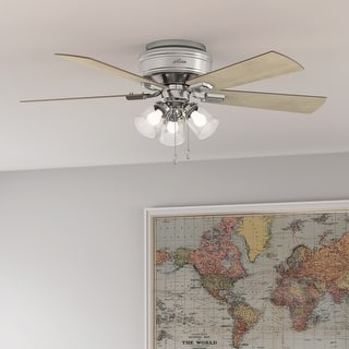 Hunter 52" Crestfield Low Profile Ceiling Fan with 3-Light LED Light Kit and Pull Chain - Casual, Farmhouse, Rustic