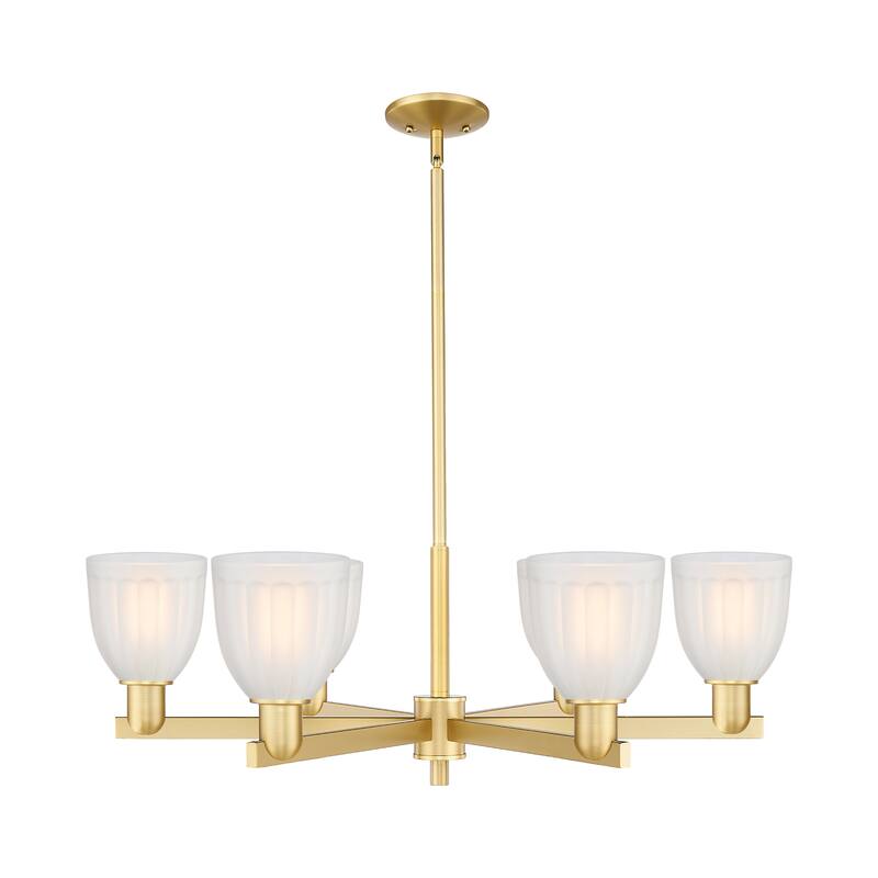 Innovations Lighting Endless Possibilities Arcadia - Brookfield - 6 Light 36" Stem Hung Chandelier - Satin Gold/White