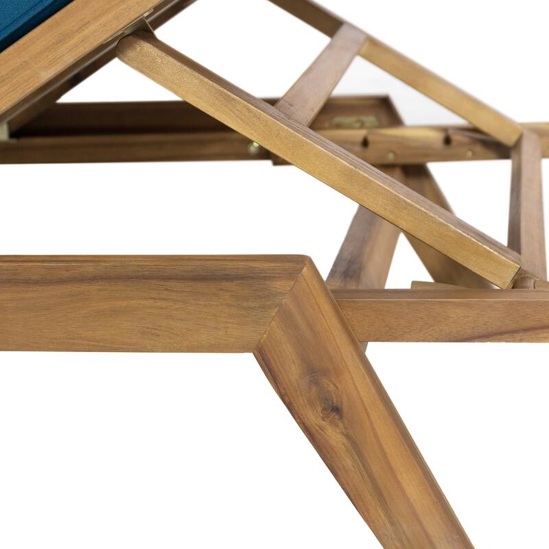 Caily Outdoor Acacia Wood Outdoor Chaise Lounge with Cushions by Christopher Knight Home