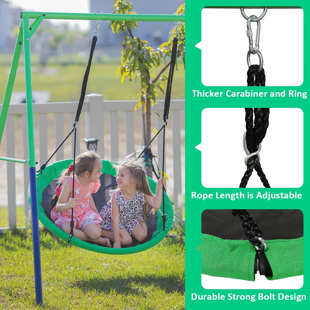 40in Flying Saucer Spinner Disc Swing Platform with Stand Frame Tree Swing  Set for Backyard