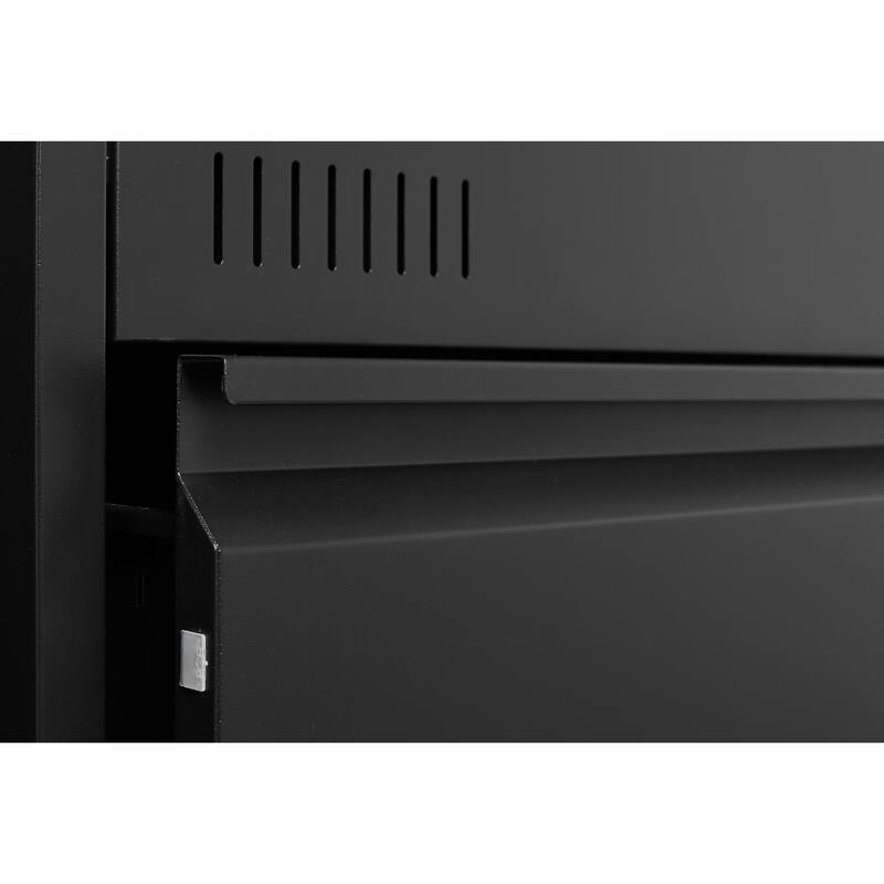 Anmytek Black File Cabinet Double Drawer Locking Office Storage Desk Organizer