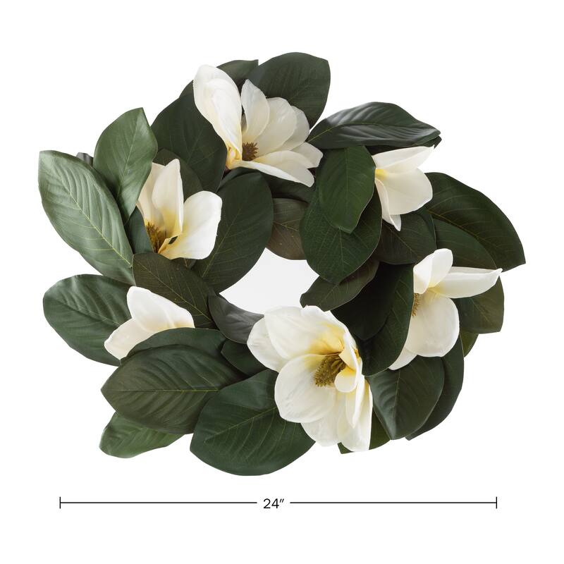 Pure Garden 24-Inch Artificial Magnolia Wreath