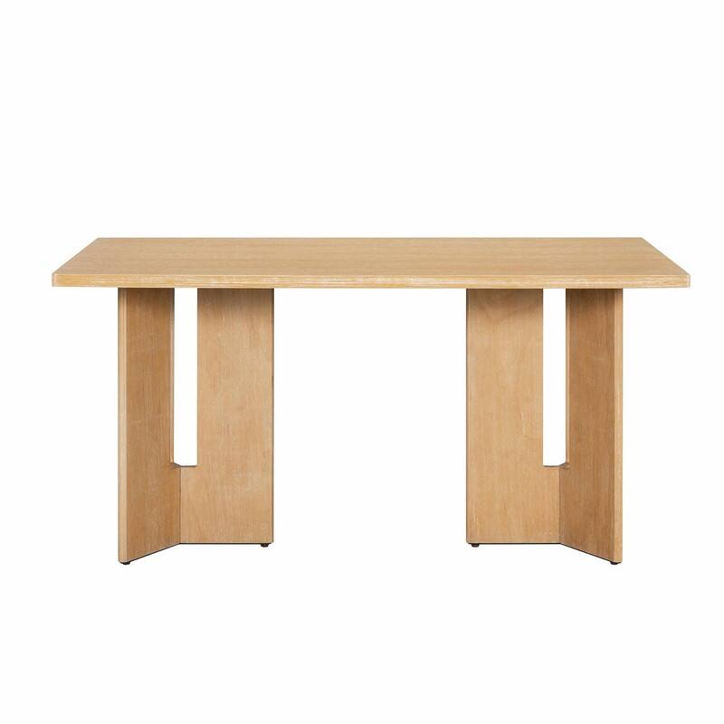 Farmhouse Wood Dining Table, 60" Rectangular Kitchen & Dining Table with Cutout Legs for Dining Room and Living Room