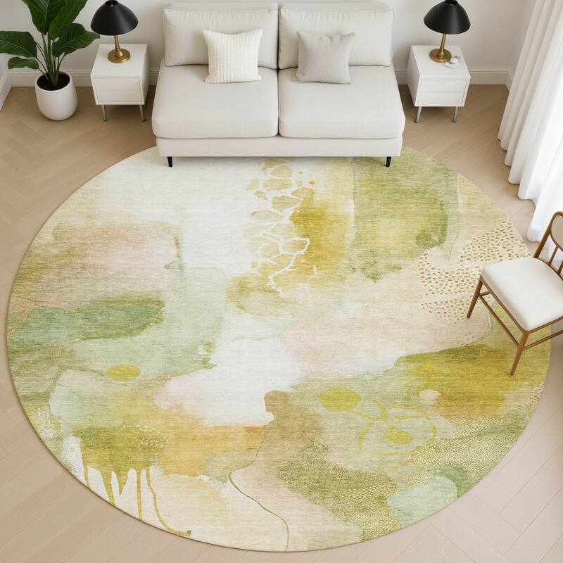 Premium Washable Super Soft Abstract Contemporary Mayfield Rug - Fern - 8' x 8'