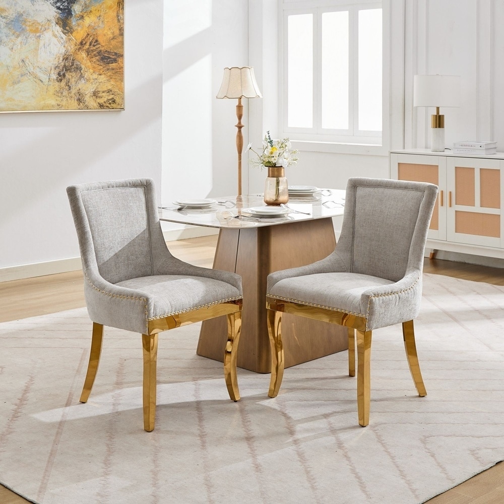 Chenille Dining Chairs Upholstered Comfort Set of 2