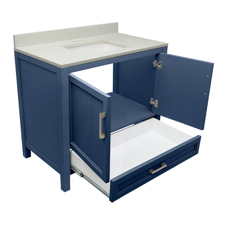 Nevado 37" Bathroom Vanity with Cultured Marble Vanity Top Sink in White with White Basin