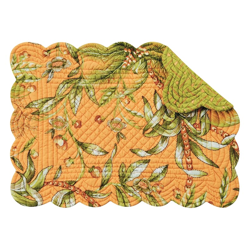 Barbados Sunset Cotton Quilted Rectangular Reversible Placemat Set of 6 - Set of 6