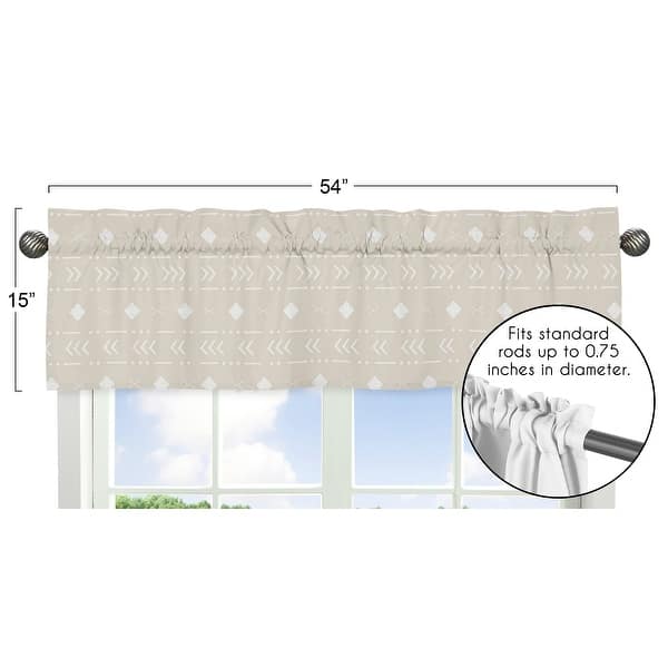 Boho Aztec Geometric Window Curtain Valance - Gender Neutral Beige Taupe Tan Bohemian Southwest Tribal for Llama Collection