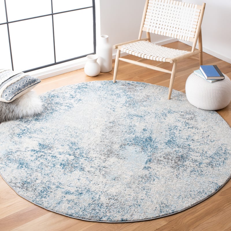 SAFAVIEH Tulum Melinda Modern Abstract Rug - 3' Round - Ivory/Blue