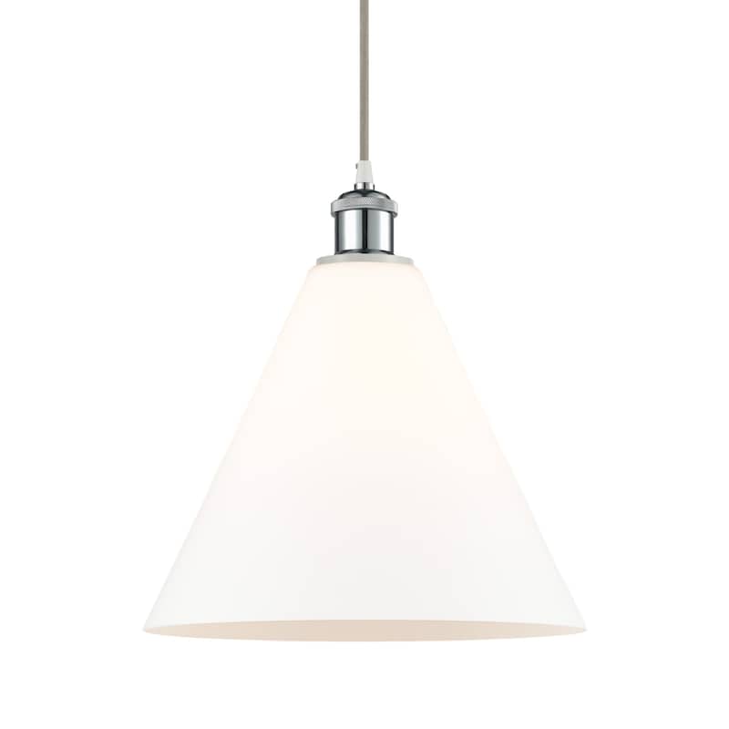 Innovations Lighting 516-1P-15-12 Berkshire Pendant Berkshire 12" Wide - White and Polished Chrome / Matte White