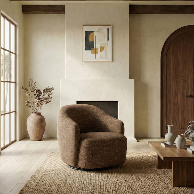 SAFAVIEH Couture Peitra Boucle Accent Chair - 29"W x 32"D x 31"H - Dark Brown