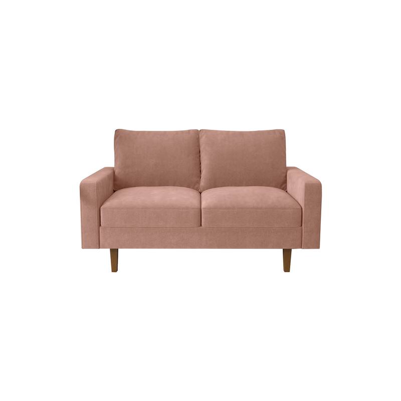 Velvet Square Arm Loveseat - Rose