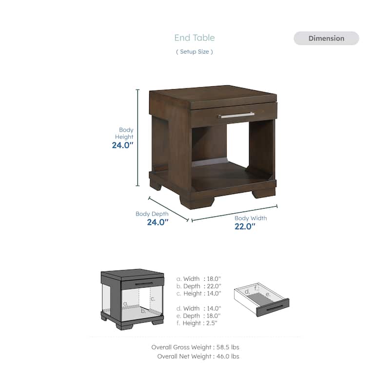 Sinclair Rectangular Wood End Table