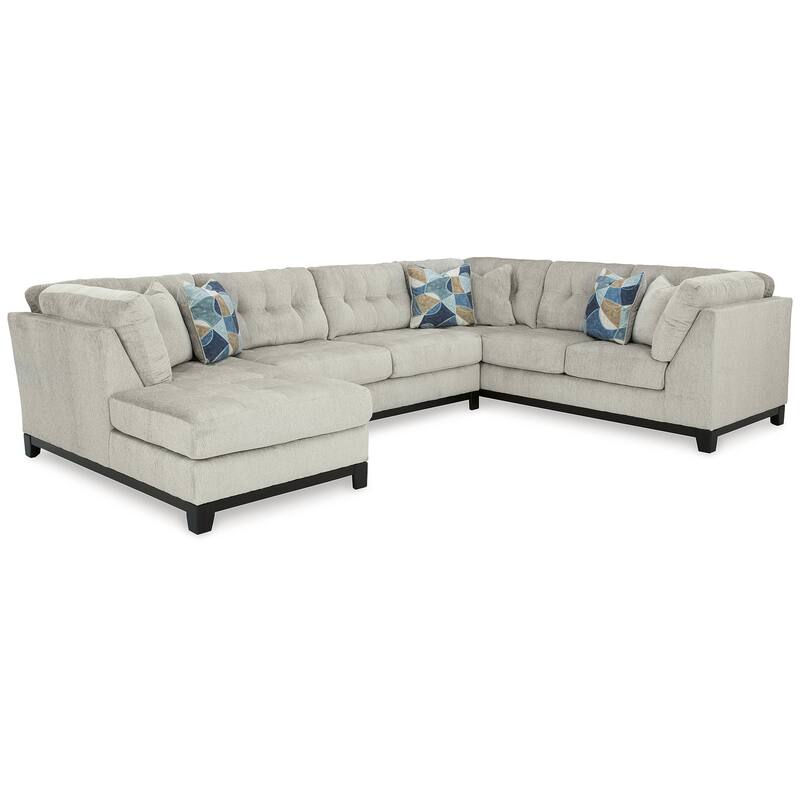 Signature Design by Ashley Maxon Place Light Gray 3-Piece Sectional with Chaise - 140" W x 100" D x 37" H