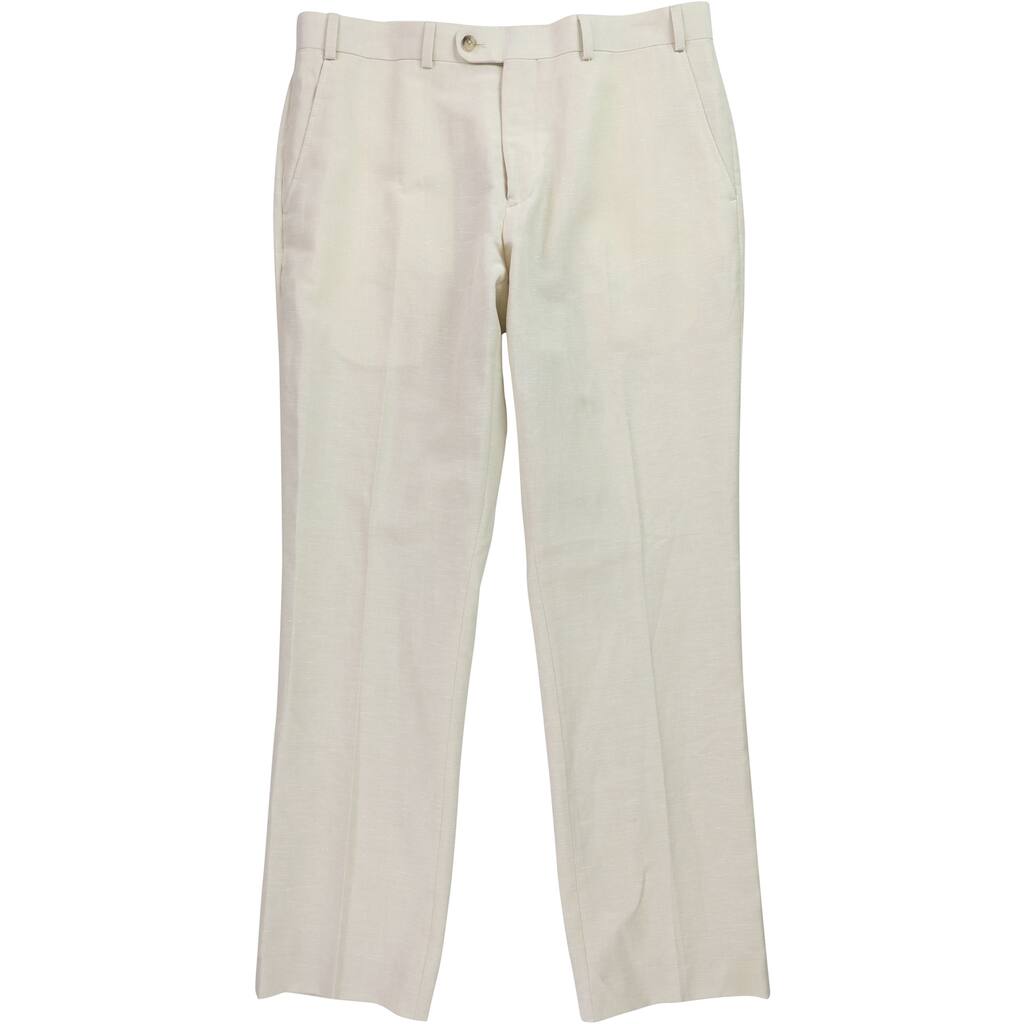Perry Ellis Mens Linen Suit Dress Pants Slacks, Beige, 36W x 32L - 36W x 32L