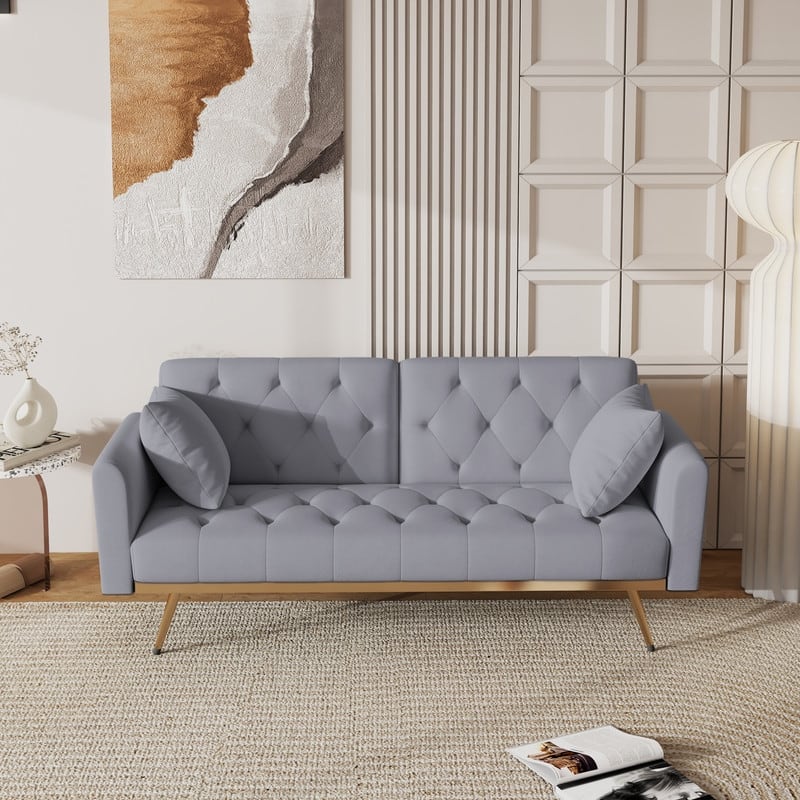 68.30" Velvet double sofa bed in five stylish colors - Grey