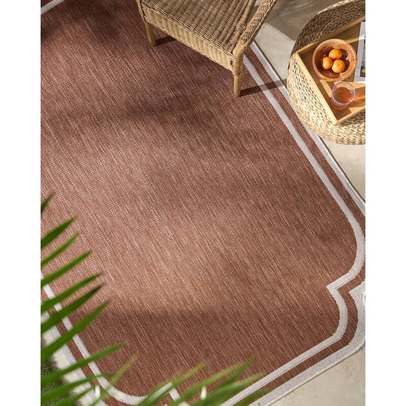Livabliss Miami Beach Traditional Indoor/Outdoor Area Rug - 9'2" x 12' - Rust/White