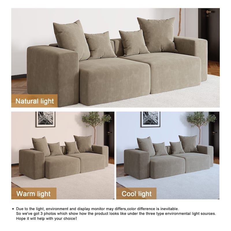 Oversized Corduroy Upholstery Modular Sofa No Assembly