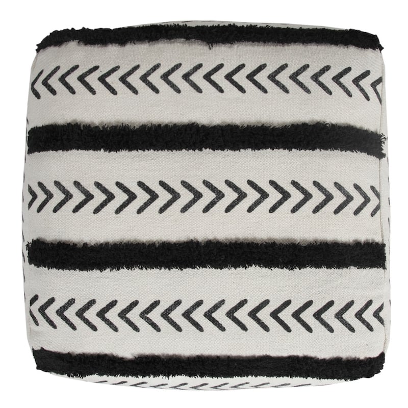 HomeRoots 18" White 100% Cotton Ottoman