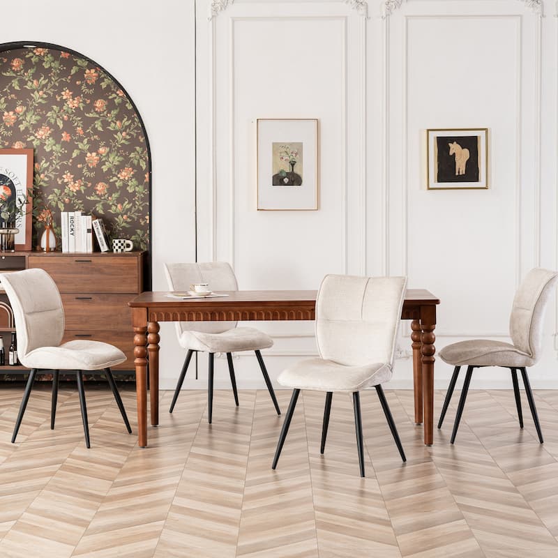 Fabric Upholstered High Back Dining Chairs Set of 2