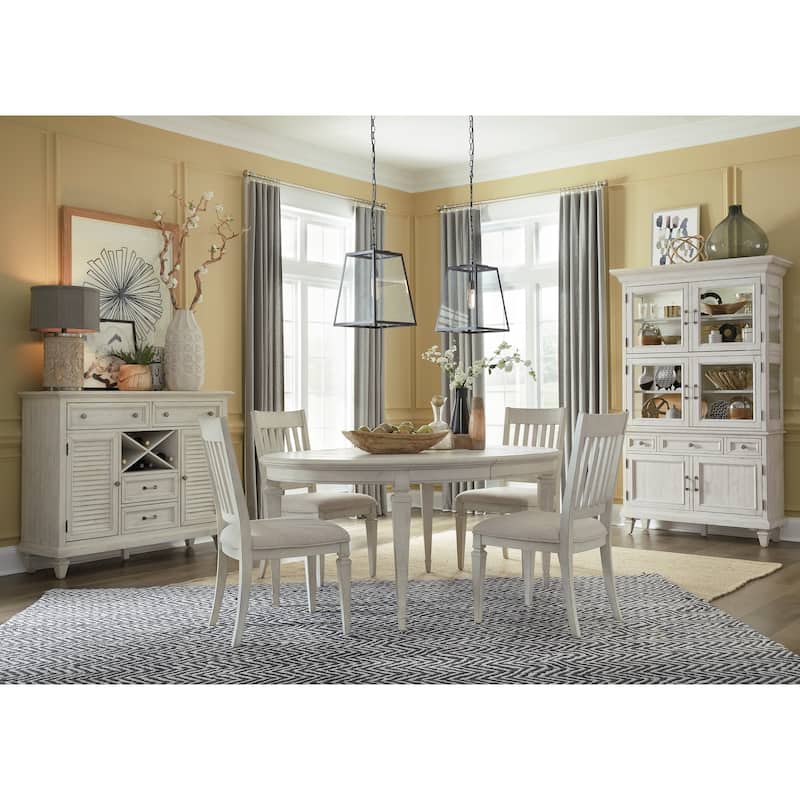 Magnussen Home Newport Alabaster Extendable Round Dining Table - 52''W x 52''D x 30''H