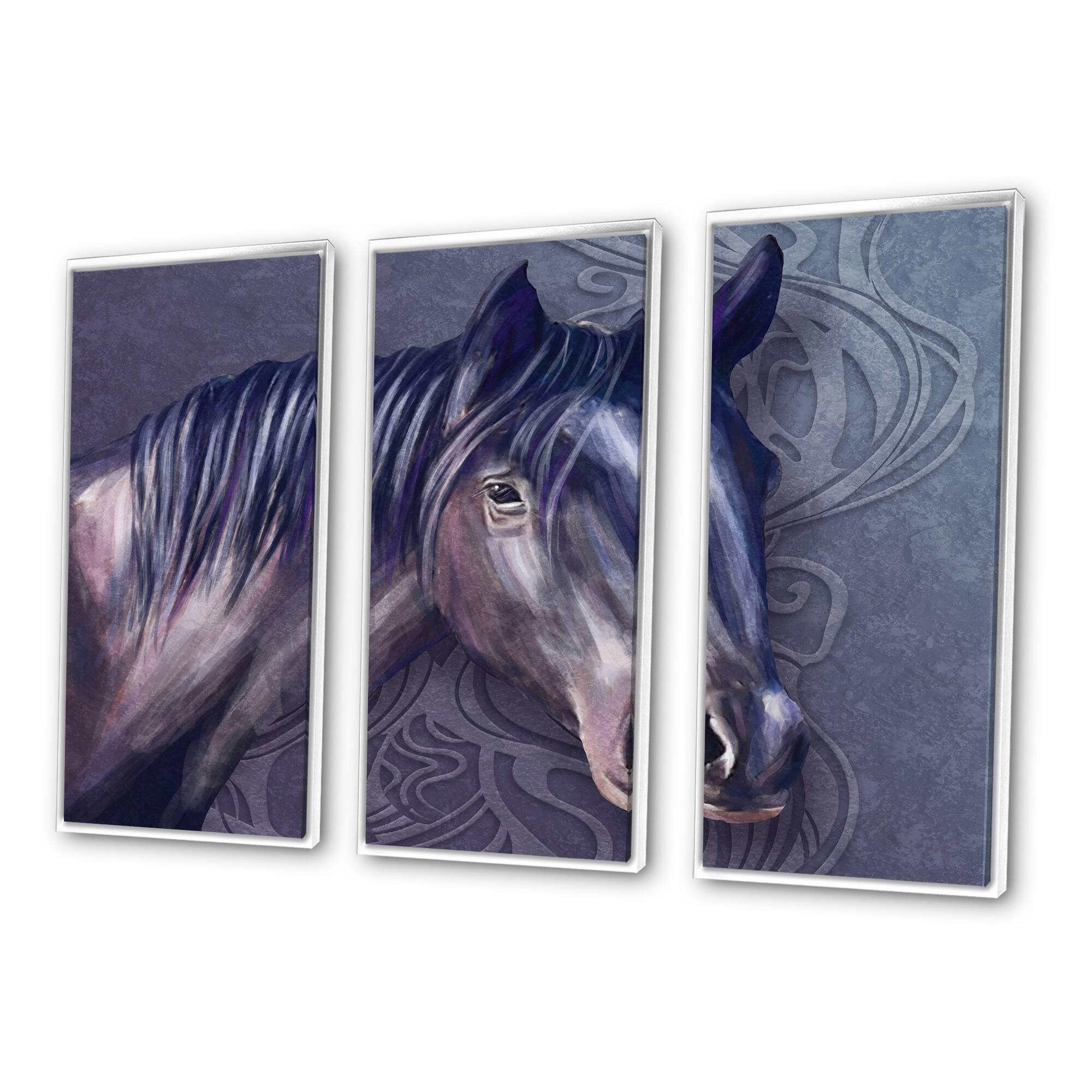 Designart "Portrait Of A Dark Brown Horse" Traditional Framed Wall Art