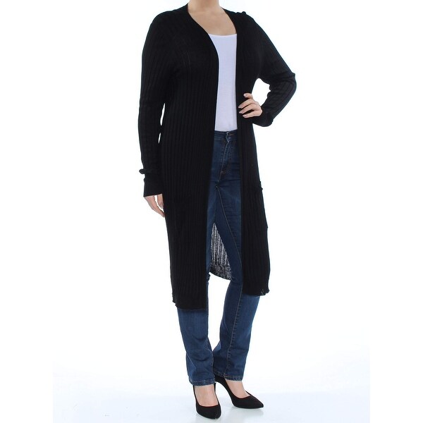 black ribbed duster cardigan