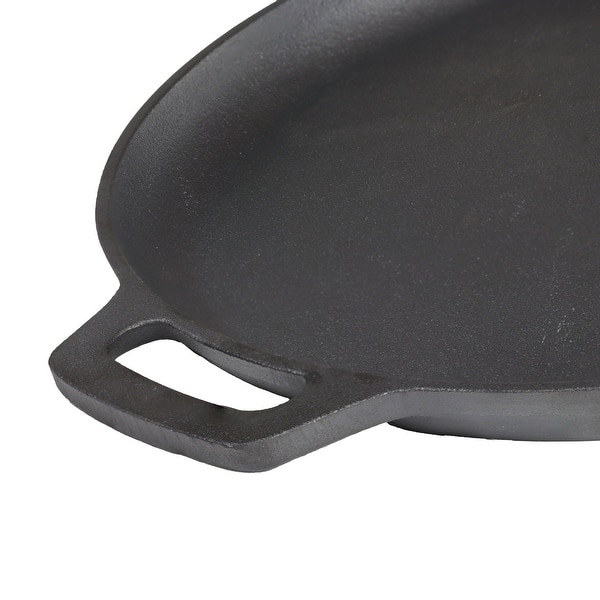 Sunnydaze 13.75-Inch Cast Iron Pizza Pan - Pre-Seasoned - With Handles For Oven, Grill, Or Stovetop
