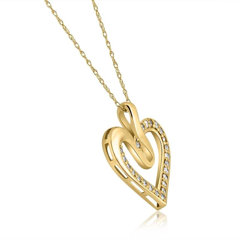 10K Yellow Gold 1/4ct Diamond Heart Pendant