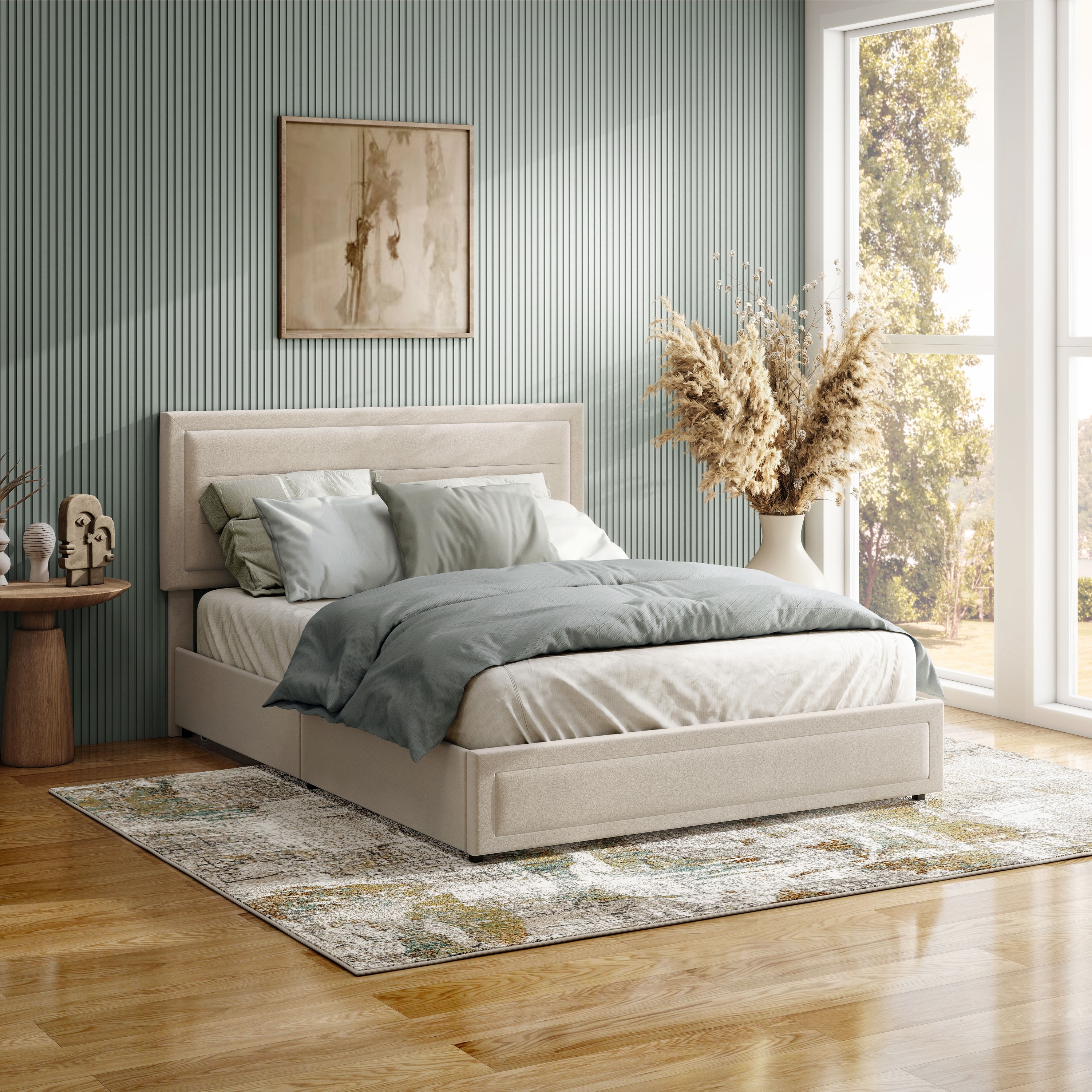 Furniture of America Jacinth Modern Velvet 4-Drawer Queen Storage Platform Bed