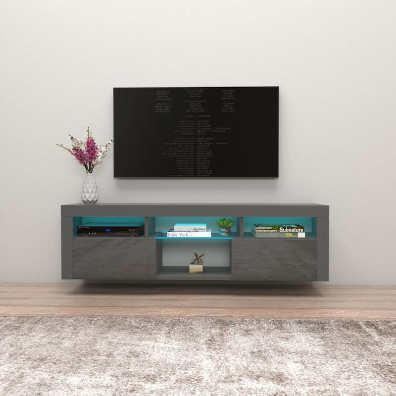 Bari 160 Wall Mounted Floating 63" TV Stand with 16 Color LEDs