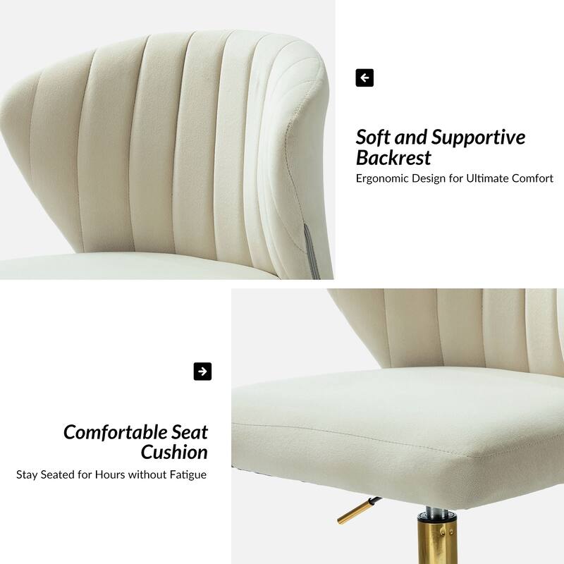 Ilia Modern Velvet Wingback 360 degree Ergonomic Office Task Chair with Channel Tufted Back by HULALA HOME