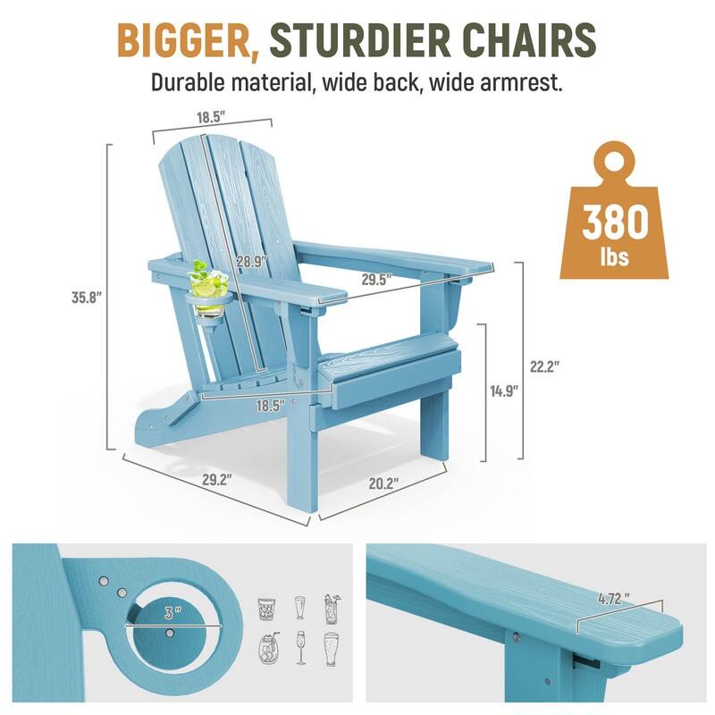 3-Position Reclining Folding Outdoor Chair – PE Wood Grain, Weather-Resistant