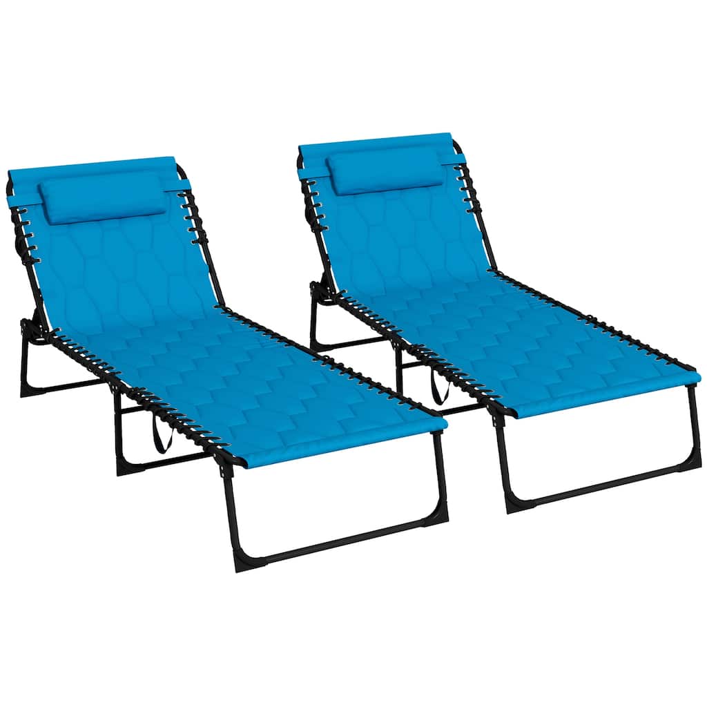 Outsunny Folding Chaise Lounge Set With 5-Level Reclining Back, Outdoor Lounge