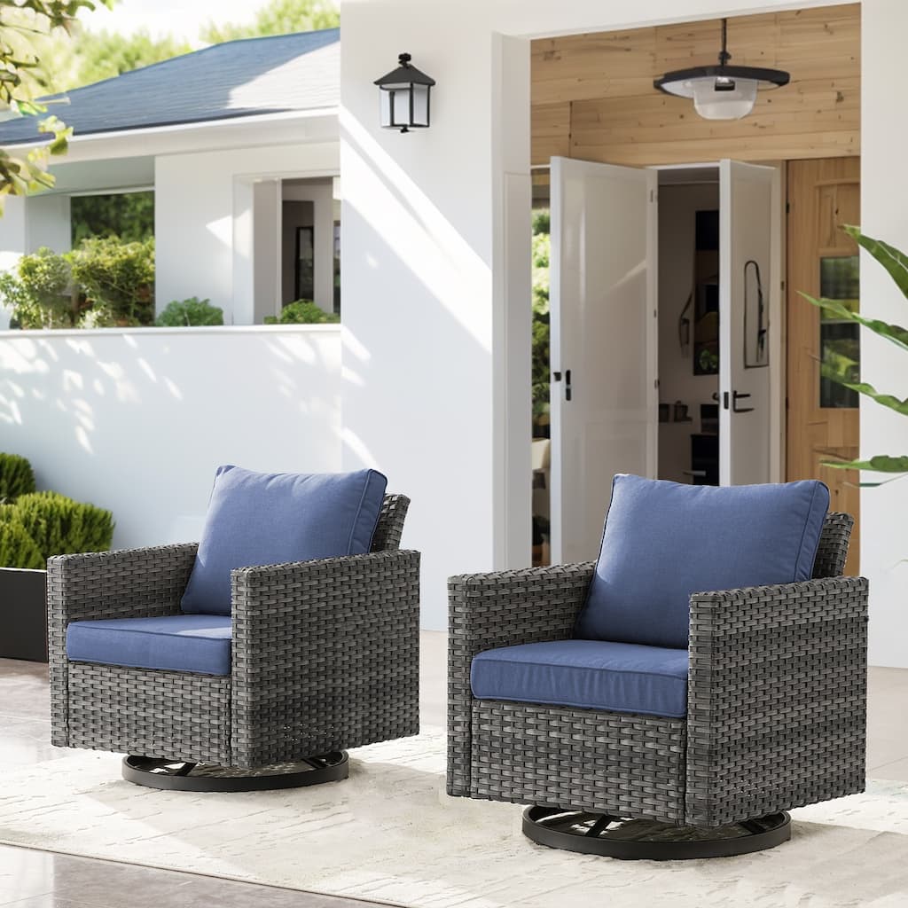 Outdoor Patio Rocking Swivel Chairs - 2PC - Grey