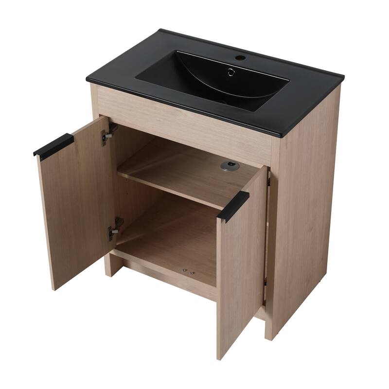 BNK 24/30/36 inch Freestanding Single Sink Bathroom Vanity with Soft Close Door and 1 adjustable shelf