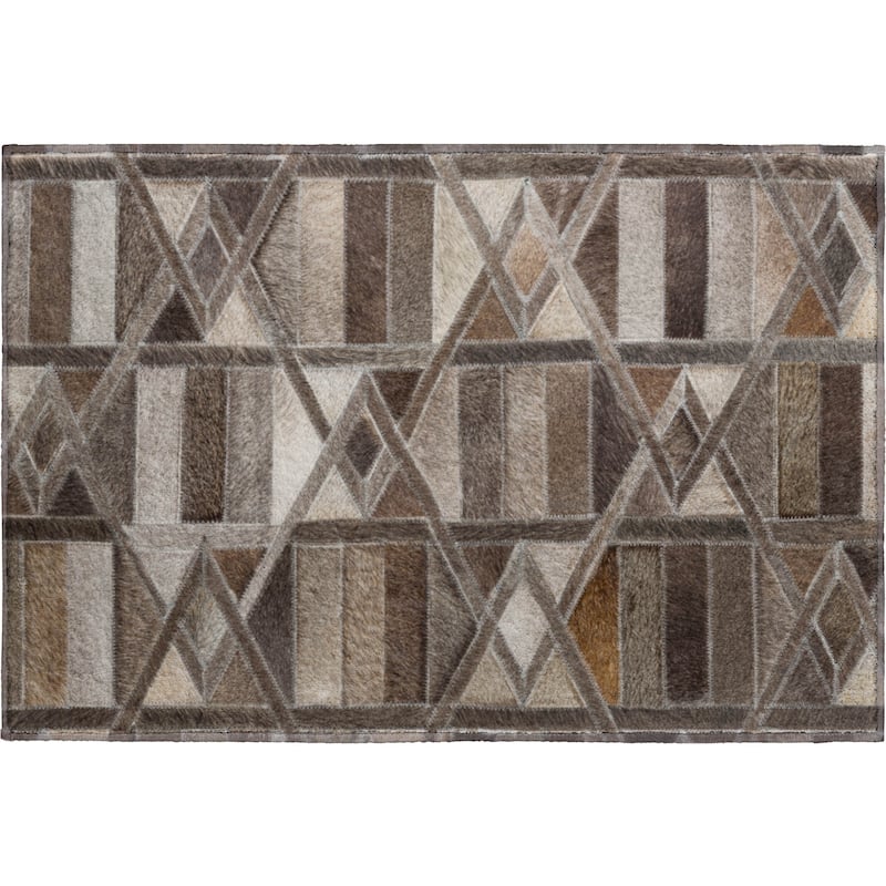 Premium Washable Super Soft Faux Geo Cowhide Mayfield Rug