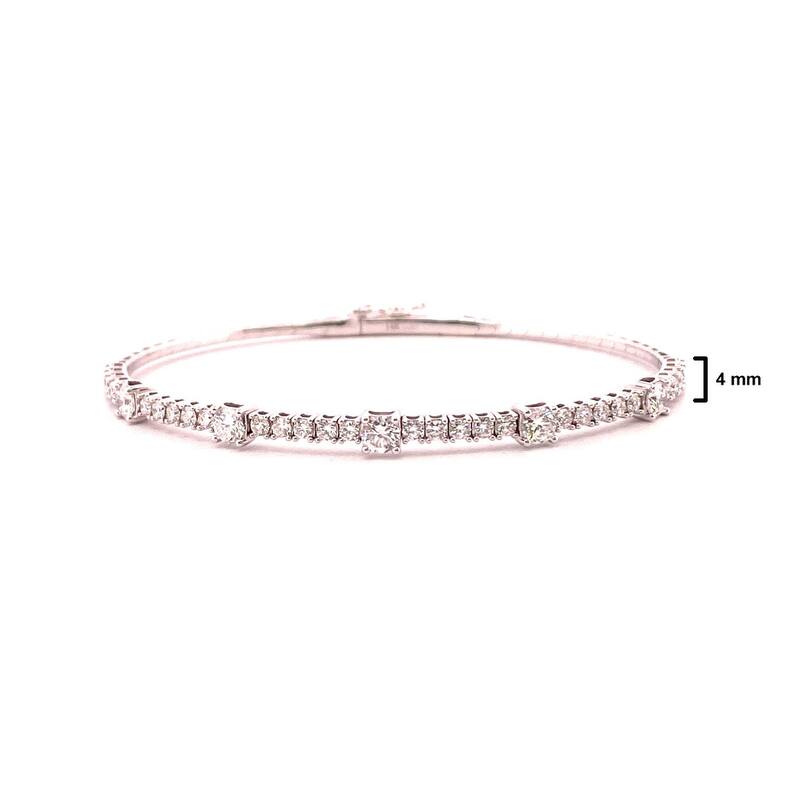 Kabella Alternating Five Diamond Flexible Bangle