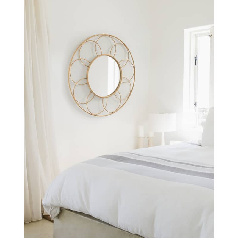 Kate and Laurel Cori Round Rattan Mirror