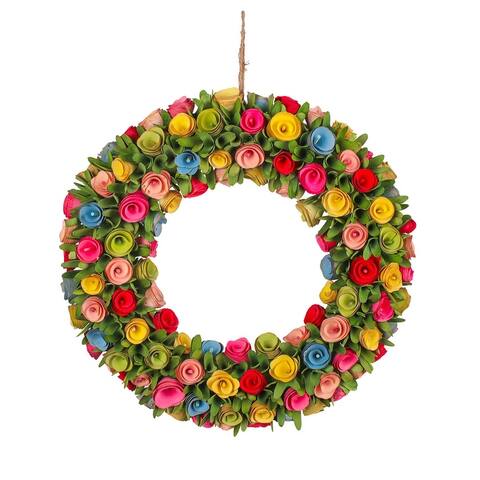 18" Bright Colors Spring Floral Wreath