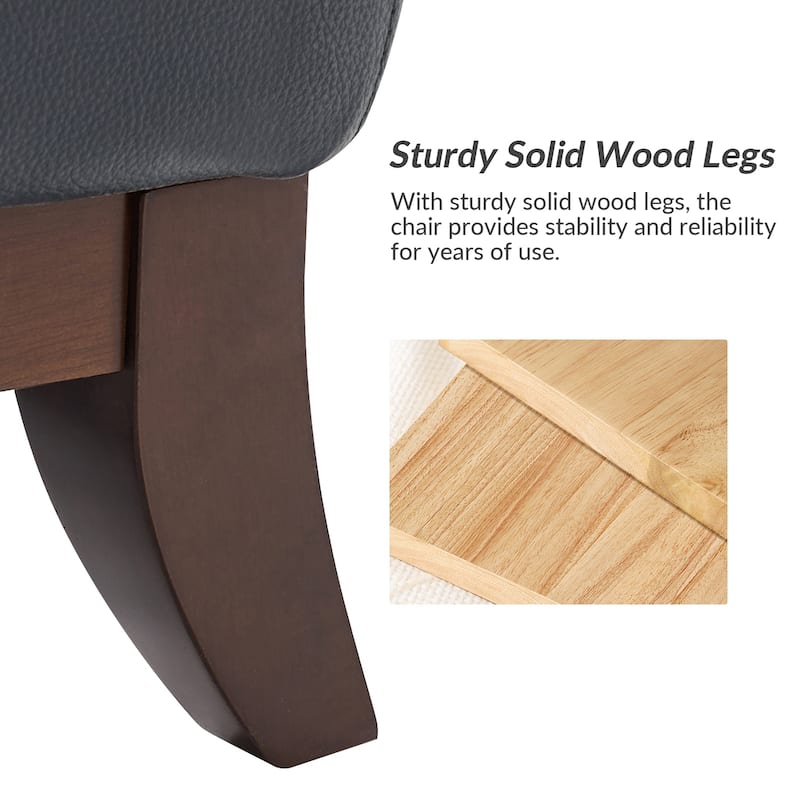 Burt Traditional Genuine Leather Accent Chair with Tufted Wing Back by HULALA HOME