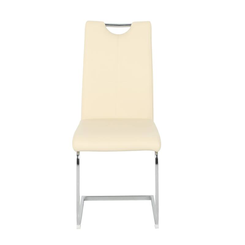 Modern PU Dining Chair Living Room Chair Upholstered Chair, Electroplated Metal Chair Leg Design, Kitchen (Set Of 4)