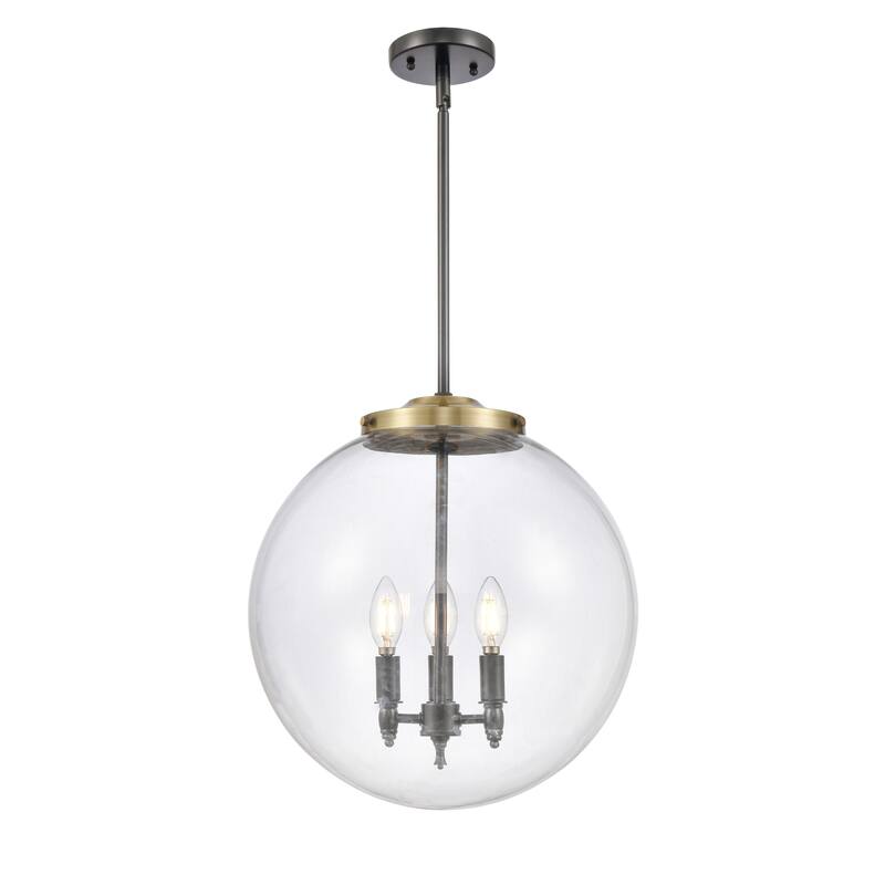 Innovations Lighting Beacon - 3 Light 16" Pendant - Clear/Black Antique Brass