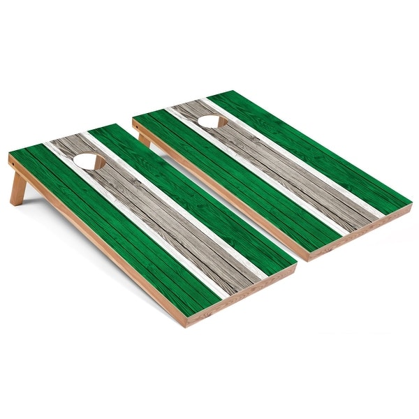 slide 2 of 6, Solid Wood Cornhole Boards - Kelly Stripes Design Premium 2x4 (24" x 48") - Include ALL Accessories