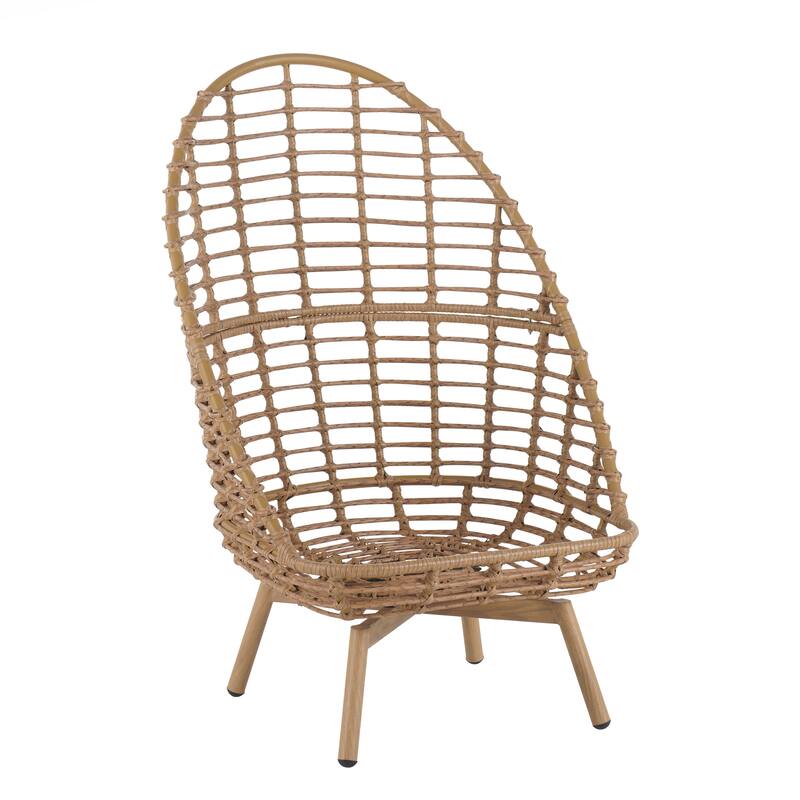 Outdoor Wicker High-back Swivel Lounge Chair