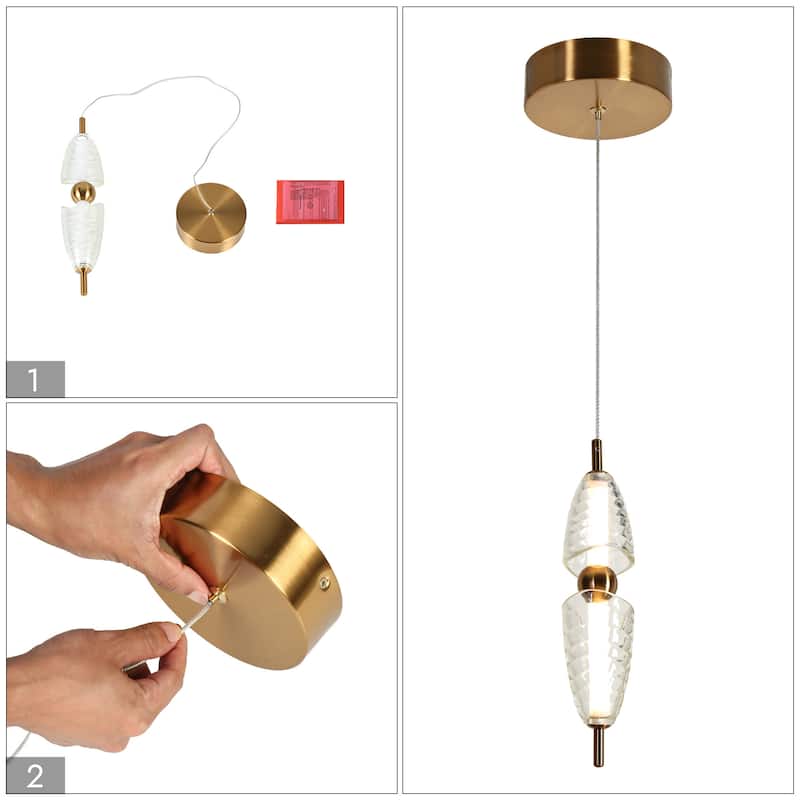 Modern Gold 1-Light LED Pendant with Clear Shell Resin Shades